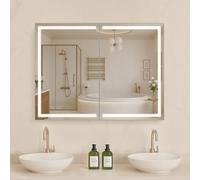 VEVOR Armoire Murale Salle de Bain 60x80 cm, Armoire de Toilette avec Miroir HD et LED 3 Couleurs à Intensité Variable, avec Fonction Mémoire, Étagère de Rangement Réglable, Prises et Ports USB