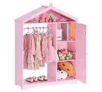 VEVOR, armoire pour enfants de 85x31x113,5 cm, garde-robe pour enfants avec miroir, barre de suspension, étagères, armoire de déguisement en MDF avec porte pour filles, armoire pour enfants pour costu