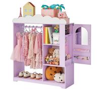 VEVOR, armoire pour enfants de 91x30x103 cm, garde-robe pour enfants avec miroir, barre de suspension, étagères, armoire de déguisement en MDF avec boîte à bijoux pour filles, armoire pour enfants pou