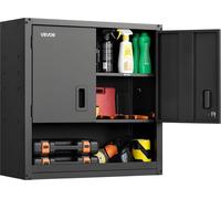 VEVOR Armoire suspendue atelier, 762 x 305 x 762 mm, armoire à outils en acier avec portes verrouillables & étagère réglable, armoire murale suspendue pour garage, cave, cuisine, entrepôt, noir
