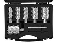 VEVOR Assortiment de Fraises à Carotter 6PCs Fraise Annulaire Attaches Universelles Diamètre 25-50,8 mm Profondeur de Perçage 50,8 mm en Acier Rapide HSS Accessoires pour Perceuse Magnétique Métaux