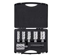 VEVOR Assortiment de Fraises à Carotter 6PCs Fraise Annulaire Attaches Universelles Diamètre 25-50,8 mm Profondeur de Perçage 50,8 mm en Acier Rapide HSS Accessoires pour Perceuse Magnétique Métaux