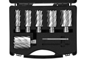 VEVOR Assortiment de Fraises à Carotter 6PCs Fraise Annulaire Attaches Universelles Diamètre 25-50,8 mm Profondeur de Perçage 50,8 mm en Acier Rapide HSS Accessoires pour Perceuse Magnétique Métaux