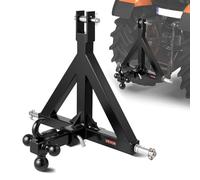 VEVOR Attelage 3 Points avec Récepteur 5 cm, Fixation Rapide 3 Points, avec 3 Boules de Remorquage, Adaptateur Barre de Remorquage Robuste pour Travaux Agricoles pour Plupart Tracteurs à Attelage 5 cm