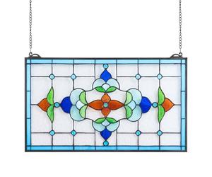 VEVOR Attrape-soleil Vitrail 66,4x40,2 cm, Vitrail Suspendu avec Chaîne, Style Tiffany, Rectangle Horizontal, Artisanat Traditionnel Vintage pour la Décoration de la Cuisine et de la Maison Fenêtre