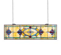 VEVOR Attrape-soleil Vitrail 81,3 x 25 cm, Vitrail Suspendu avec Chaîne, Style Tiffany, Rectangle Horizontal, Artisanat Traditionnel Vintage pour la Décoration de la Cuisine et de la Maison Fenêtre