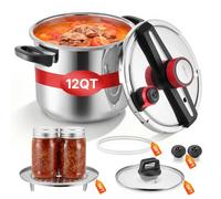 VEVOR Autocuiseur 11 L, Casserole Pression en Acier Inox avec Panier Cuisson et Couvercle en Verre Trempé, pour Viande Riz Soupes Sauces, 3 Niveaux de Pression jusqu'à 100 kPa, Compatible Tous Feux