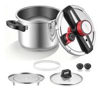 VEVOR Autocuiseur 6L en Acier Inox Avec Panier Cuisson et Couvercle en Verre Trempé Argent