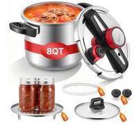 VEVOR Autocuiseur 7 L, Casserole Pression en Acier Inox avec Panier Cuisson et Couvercle en Verre Trempé, 3 Niveaux de Pression jusqu'à 100 kPa, pour Viande Riz Soupes Sauces, Compatible Tous Feux