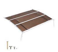 VEVOR Auvent de Porte d'Entrée 100x120 cm Marquise de Porte d'Extérieur en Polycarbonate pour Fenêtres de Porches Balcons, Protection contre Pluie, Neige, Soleil, avec Drainage, Support Métal, Marron