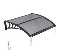 VEVOR Auvent de Porte d'Entrée 75,5x100 cm Marquise de Porte Extérieur Polycarbonate pour Fenêtres Porche Balcon, Protection contre la Pluie, la Neige, le Soleil, avec Drainage, Support ABS, Gris Fumé