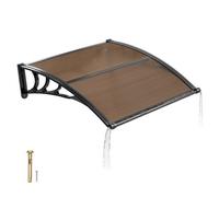 VEVOR Auvent de Porte d'Entrée 96,5x101,7 cm Marquise de Porte Extérieur Polycarbonate pour Fenêtres de Porches Balcons, Protection contre Pluie, Neige, Soleil, avec Drainage, Support en ABS, Marron
