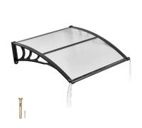 VEVOR Auvent de Porte d'Entrée 96,5x101,7 cm Marquise de Porte Extérieur Polycarbonate Transparent pour Fenêtres de Porches Balcons, Protection contre Pluie, Neige, Soleil, avec Drainage, Support ABS