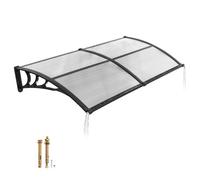 VEVOR Auvent de Porte d'Entrée 96,5x198,7 cm Marquise de Porte Extérieur Polycarbonate Transparent pour Fenêtres de Porches Balcons, Protection contre Pluie, Neige, Soleil, avec Drainage, Support ABS