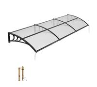 VEVOR Auvent de Porte d'Entrée 96,5x297,5 cm Marquise de Porte Extérieur Polycarbonate Transparent pour Fenêtres de Porches Balcons, Protection Contre Pluie, Neige, Soleil, avec Drainage, Support ABS
