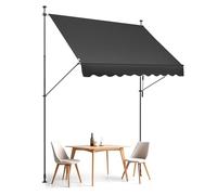 VEVOR Auvent de terrasse rétractable, 250 x 120 cm, store banne manuel avec manivelle, hauteur réglable 218-310 cm, abri pare-soleil extérieure de balcon résistant aux UV, pour patio/balcon/cour, noir