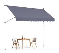 VEVOR Auvent de terrasse rétractable 400 x 120 cm, store banne manuel avec manivelle, hauteur réglable 218-310 cm, abri pare-soleil extérieure de balcon résistant aux UV pour patio, balcon, cour, gris