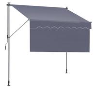 VEVOR Auvent Rétractable 3 x 1,2 m Store Banne Manuel Terrasse Extérieur Hauteur Réglable Résistant au Vent/UV Auvent avec Rideau Pare-Soleil 1 m et Manivelle pour Patio, Arrière-Cour, Jardin, Balcon