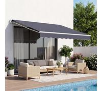 VEVOR, auvent rétractable articulé de 2,5 x 2 mètres, avec manivelle, protection solaire UPF 80+, idéal pour terrasse, balcon, jardin et fenêtres, couleur gris