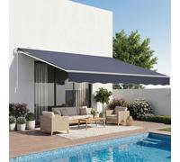 VEVOR, auvent rétractable articulé de 4x3 mètres, avec manivelle, protection solaire UPF 80+, idéal pour terrasse, balcon, jardin et fenêtres, couleur gris