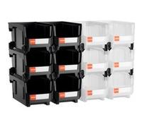 VEVOR Bac à bec empilable lot de 12 37,7×21,5×18 cm plastique noir et transparent