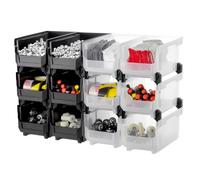 VEVOR Bac à bec empilable lot de 12 37,7×21,5×18 cm plastique noir et transparent