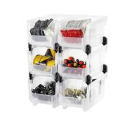 VEVOR Bac à Bec Empilable Lot de 6 Bacs de Rangement Plastique, 37,7 x 21,5 x 18 cm, Boites de Rangement pour Atelier, Garage, Petites Pièces, Fournitures de Bureau et Autres Accessoires, Transparent