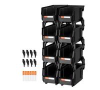 VEVOR Bac à Bec Empilable Lot de 8 Bacs de Rangement Plastique 27,6 x 14 x 13 cm Boites de Rangement Empilables pour Atelier, Garage, Petites Pièces, Fournitures de Bureau et Autres Accessoires, Noir