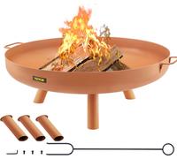 VEVOR Bac à feu 77 cm de diamètre, 15 cm de profondeur Corbeille à feu 28 cm de hauteur Bac à feu en acier au carbone, feu de jardin Corbeille à feu avec pour pieds de support BBQ, chauffage, terrasse