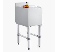VEVOR Bac à glace commercial de 48,3 cm en acier inoxydable avec couvercle coulissant et porte-bouteille, chariot à cocktails pour bar, restaurant, pub, certifié NSF