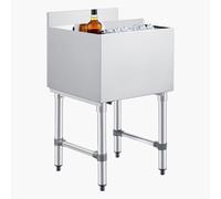 VEVOR Bac à glace commercial de 48,3 cm en acier inoxydable avec couvercle coulissant et porte-bouteille, chariot à cocktails pour bar, restaurant, pub, certifié NSF