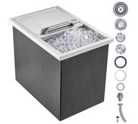 VEVOR Bac à Glace Encastrable 26,7 L 456x304x371 mm Boîte Isotherme pour Glace avec Couvercle en Inox Alimentaire Conservateur à Glaçons pour Boissons Bières Fraîches Cuisine Extérieure Bar Domicile