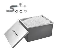 VEVOR Bac à Glace Encastrable 42,9 L Glacière encastrable en Acier Inoxydable, 558 x 430 x 310 mm pour l'extérieur avec Couvercle, Tuyau d'évacuation Inclus, bac à glaçons pour vin et bière Frais