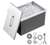 VEVOR Bac à Glace Encastrable 43,5 L 558x430x306 mm Boîte Isotherme pour Glace avec Couvercle en Inox Alimentaire Conservateur à Glaçons pour Boissons Bières Fraîches Cuisine Extérieure Bar Domicile