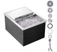 VEVOR Bac à Glace Encastrable 55,23 L 608x457x333 mm Boîte Isotherme pour Glace avec Couvercle en Inox Alimentaire Conservateur à Glaçons pour Boissons Bières Fraîches Cuisine Extérieure Bar Domicile