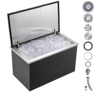 VEVOR Bac à Glace Encastrable 78,37 L 610x508x382 mm, Boîte Isotherme pour Glace en Acier Inoxydable, avec Couvercle à Charnière, Conservateur à Glaçons pour Boissons Bières Fraîches, Cuisine, Bar