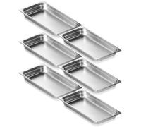 VEVOR Bac Gastronorme GN 1/1 Lot de 6, Récipient Inox pour Bain-marie 0,8 mm d'Épaisseur, Bac Inox Alimentaire 6,7 cm Profondeur, pour Fours à Convection, Réfrigérateurs, Stockage, Restauration