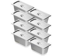 VEVOR Bac Gastronorme GN 1/3 Avec Couvercle Pour Restauration Commerciale 15cm 8 Pièces Inox
