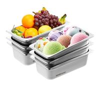 VEVOR Bac Gastronorme GN 1/3 Lot de 6, Récipient Inox pour Bain-marie 0,8 mm d'Épaisseur, Bac Inox Alimentaire 10 cm Profondeur, pour Fours à Convection, Réfrigérateurs, Stockage, Restauration
