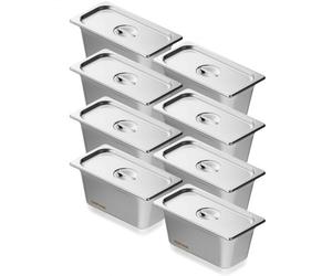 VEVOR Bac Gastronorme GN 1/3 Lot de 8, Récipient Inox pour Bain-marie 0,8 mm d'Épaisseur, Bac Inox Alimentaire avec Couvercle 14,8 cm de Profondeur, pour Chauffe-plats, Réfrigérateur, Restauration