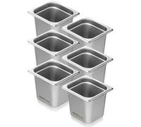 VEVOR Bac Gastronorme GN 1/6 Profondeur Idéal Espaces Restreint Restauration 16cm 6 Pièces Inox