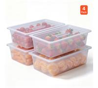 VEVOR Bac Gastronorme Plastique 4PCs, Récipient GN 1/1 en PP avec Couvercle, pour Buffet Bar à Salades Restauration, Profondeur 15 cm, Bac de Stockage Alimentaire Empilable, Passe au Lave-vaisselle