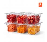 VEVOR Bac Gastronorme Plastique Lot de 6, Récipient GN 1/3 en Polycarbonate, pour Buffet Bar à Salades Restauration CHR, 15 cm de Profondeur, Bac de Stockage Alimentaire Empilable, avec Couvercles