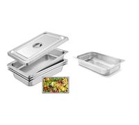 VEVOR Bac Inox Alimentaire Lot de 4 Plats à Four en Acier Inoxydable 13L Épaisseur 0,8mm & HENDI Bac Gastronorme, GN 1/1, avec côtés et fond perforés, récipient GN, empilable, bords lisses
