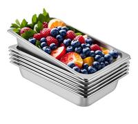 VEVOR Bac Inox Alimentaire Lot de 6 Plats à Four en Acier Inoxydable 13L Épaisseur 0,8mm Bac Poli Rectangulaire Effet Miroir Aliments Chauds et Froids pour Cuisine de Restaurant Gril Gâteaux Tartes