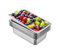 VEVOR Bac Inox Alimentaire Lot de 6 Plats à Four en Acier Inoxydable 19,5L Épaisseur 0,8mm Bac Poli Rectangulaire Effet Miroir Aliments Chauds et Froids pour Cuisine de Restaurant Gril Gâteaux Tartes