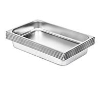 VEVOR Bac Inox Alimentaire Lot de 6 Plats à Four en Acier Inoxydable 8,5L Épaisseur 0,8mm,Bac Poli Rectangulaire Effet Miroir Aliments Chauds et Froids pour Cuisine de Restaurant,Gril Gâteaux Tartes