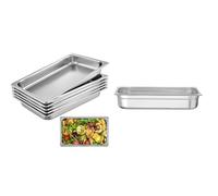VEVOR Bac Inox Alimentaire Lot de 6 Plats à Four en Acier Inoxydable 8,5L Épaisseur 0,8mm & HENDI Bac Gastronorme, GN 1/1, résistance thermique -40 °C à 300 °C, 14L