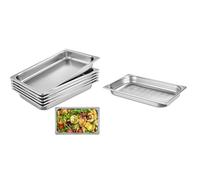 VEVOR Bac Inox Alimentaire Lot de 6 Plats à Four en Acier Inoxydable 8,5L Épaisseur 0,8mm & HENDI Bac Gastronorme, GN 1/1, avec fond perforé uniquement, récipient GN, empilable, 9L