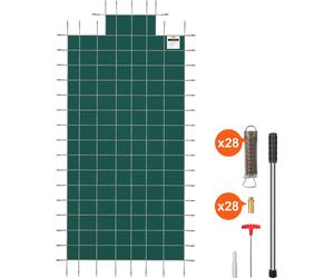 VEVOR Bâche de couverture de piscine 5,5 x 10,4 m, convient pour 4,9 x 9,8 m, bâche d'hiver rectangulaire enterrée, filet vert, couverture de sécurité solide pour piscine